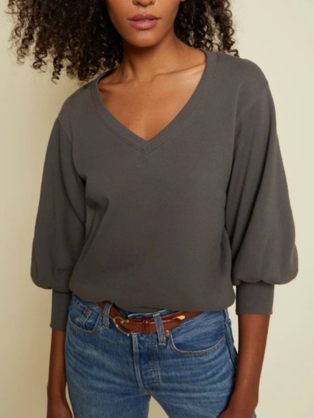Nation LTD Neva V Neck Sweatshirt in Petrol M